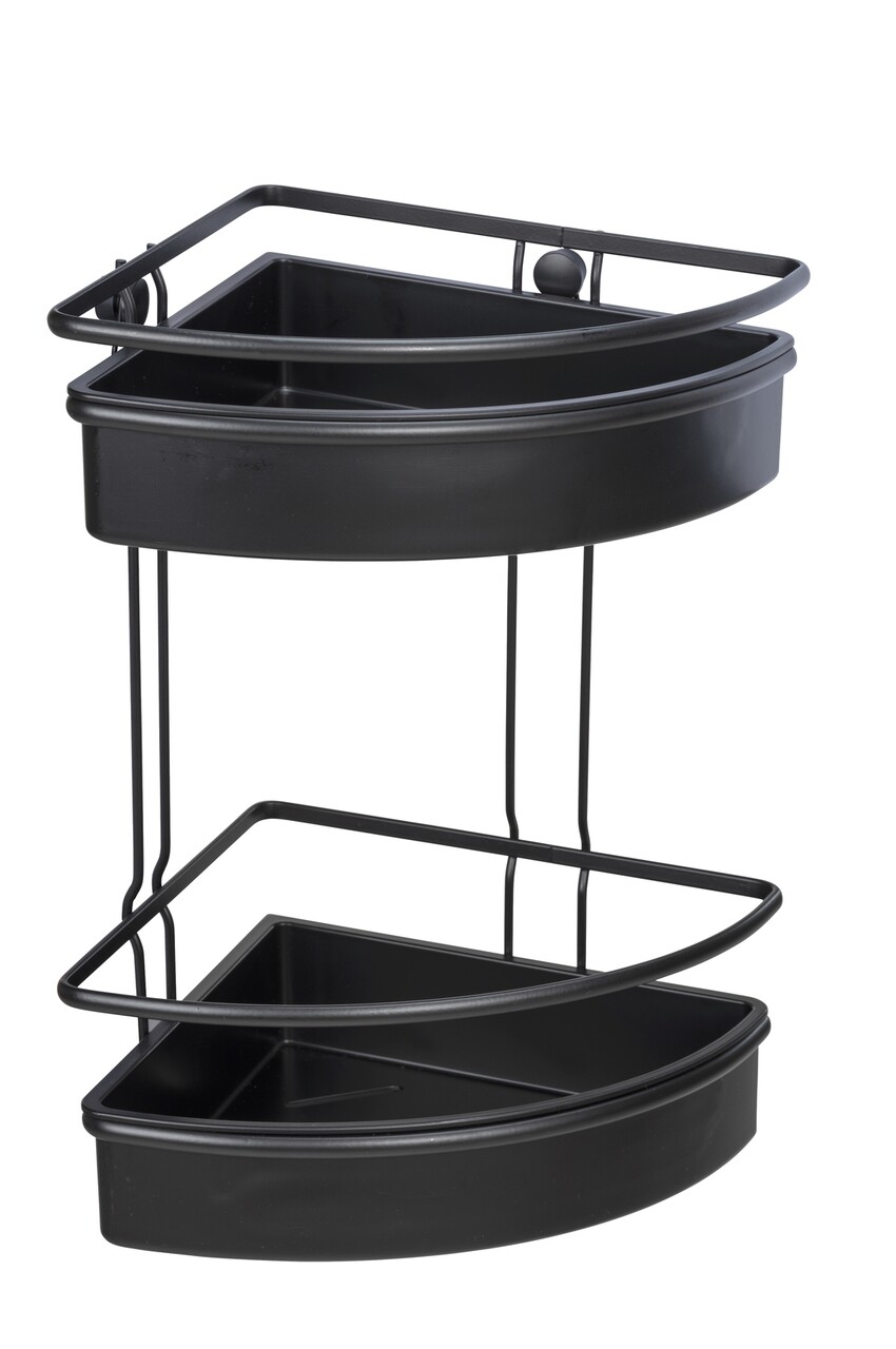 Etajera de colt pentru baie, Wenko, Molinella, 30 x 21.5 x 35 cm, inox/plastic, negru - imagine 5